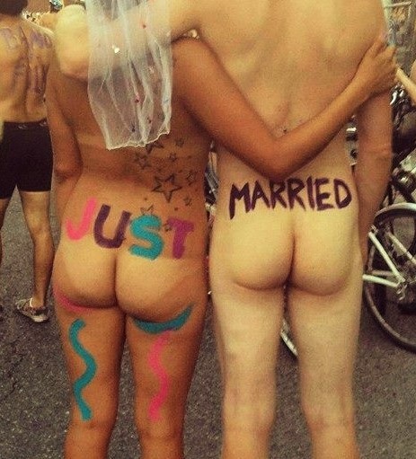 We returned from our wedding/vacation just in time for the World Naked Bike Ride. It is incredible h