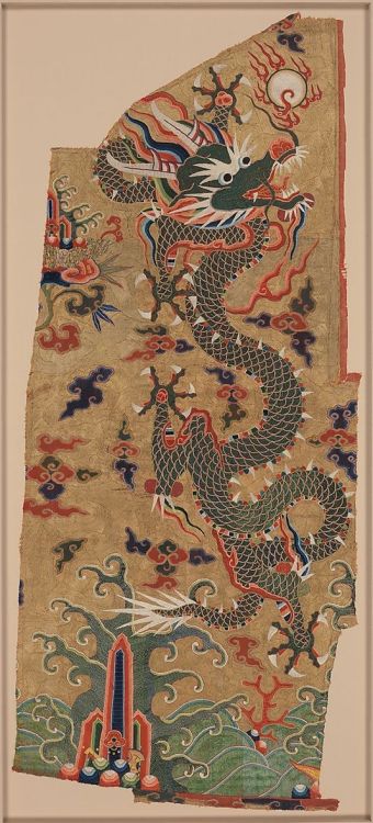 Panel with Dragon Period: Ming dynasty (1368–1644) Date: 17th centuryCulture: ChinaMedium: Silk, fea