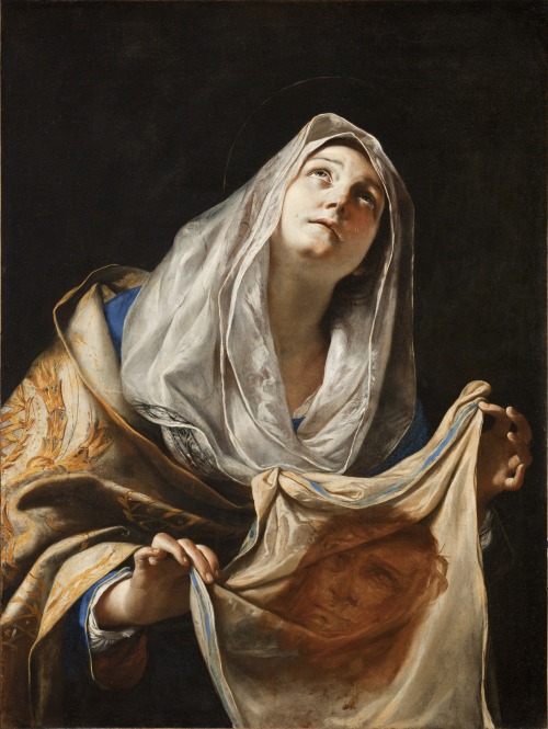 oldoils: Saint Veronica with the Veil - oil on canvas, 39.5 × 29.5 in (between 1655 and 1660) 