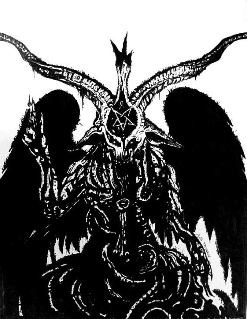 aletrouble:  Baphomet, my last drawing made with ink. Reblog if you like it! 