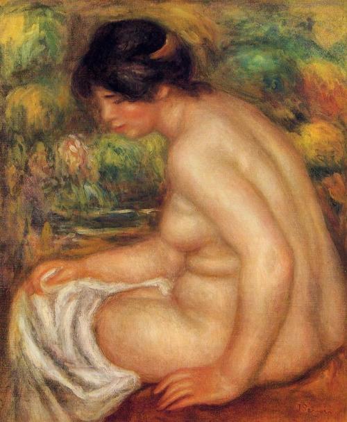 Seated nude in profile (Gabrielle), by Renoir, 1913