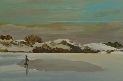 Dunes, Snow   -    Alice Brasser , 2019Dutch,b.1965-Oil on perspex, ,  25.5 x 38.5 cm.