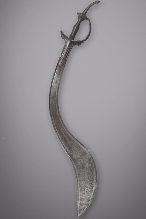 victoriansword: Indian “Scorpion Tegha”, 19th Century Wide 28 inch recurved blade of characteristic 