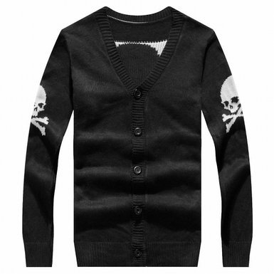 obsessedwithskulls:  TM skull Slim Fit V Neck Cardigan. AVAILABLE HERE —&gt;