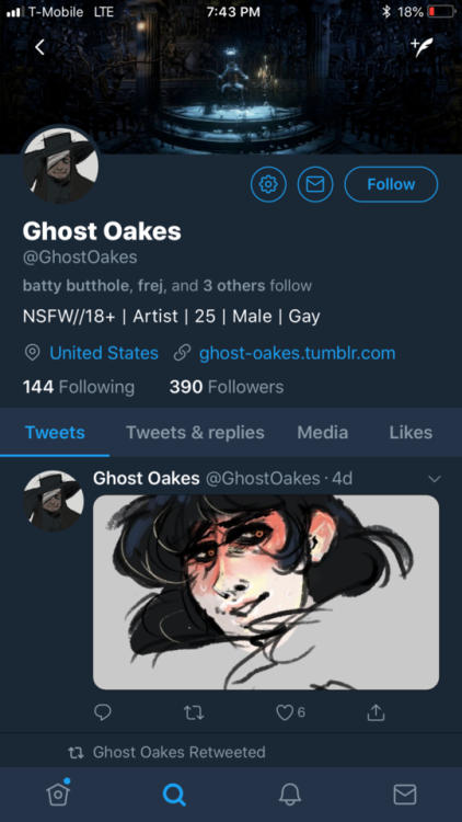 angels-tooth:Tucker / Ghost-Oakes also has a Twitter, just a warning to anybody who sees him swimmin