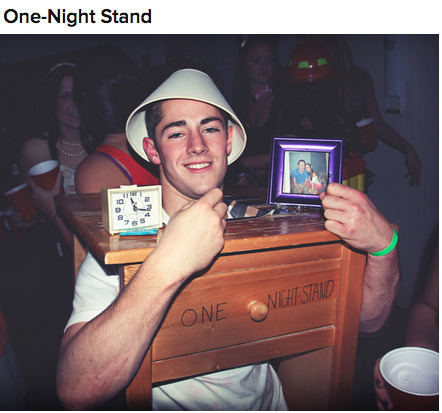 sleepyhollowers:  buzzfeed:  These people are doin’ Halloween right.   LOL I love One Night Stand and Freudian Slip LOL. 