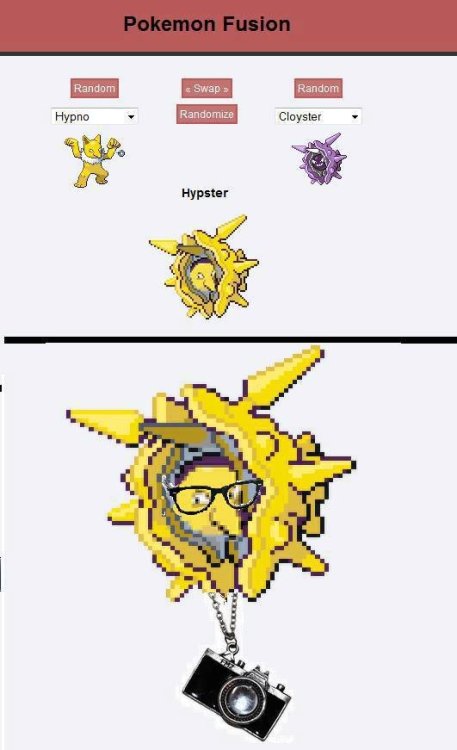 methamphetadean:  wessasaurus-rex:  mkdremareriser:  searchforelysium:  fujisalci:  therealdestructables:  I love this.  no matter what you say you cant stop me from shipping starbok x hypster  I miss this.  someone bring pokemon fusions back  Chanchoke