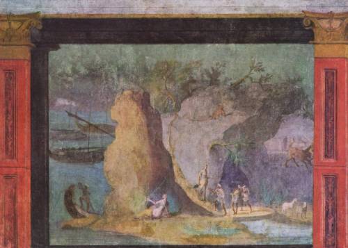 aucelo:Landschaft zur Odyssee, circa 60-40 BCE (Kopie nach einem griechischen Original). fresco, hei