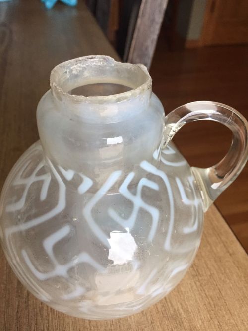 Swastika syrup jar from Dugan Glass Company, out of Indiana.Circa 1900.