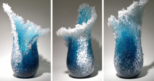 mymodernmet:  Ocean-Inspired Glass Vases and Sculptures by Paul DeSomma and Marsha Blaker Capture the Beauty of Cascading Waves