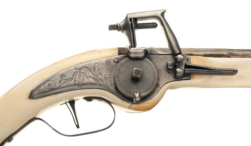 Set of cased Dutch Maastrict ivory stocked wheel-lock pistols, mid 17th century. Estimated Value: $5