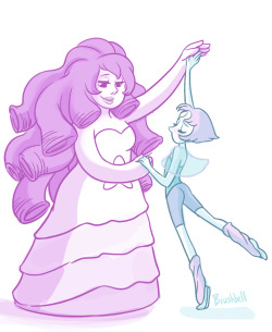 brushbell:  i’m really happy this ended up being my first Steven Universe fanart.  young pearl and Rose dancing for their fusion! 