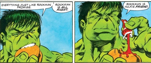 Rockman is alright. Rockman is Hulk’s friend.Marvel Graphic Novel vol 1 29: “The Incredible Hulk and