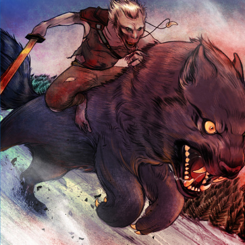 The Chase Illustration of J. R. R. Tolkein&rsquo;s Warg Riders, from The Hobbit &amp; The Lord of th