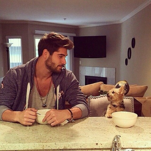 brusselsharry:  kultcity:  I would kill a person to be as attractive as this man  I would kill a person to be that dog