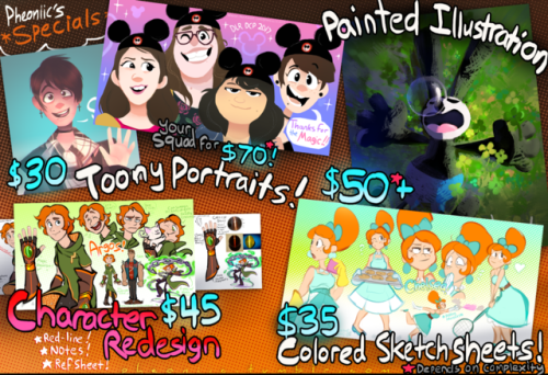 pheoniic: Hey guys! Commissions are OPEN! ✨ Let’s make something cool together! ✨ ~CLICK 