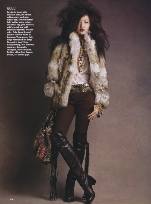 Du Juan in Gucci Editorial: Art &amp; Artifice Magazine: US Allure, August 2008 Photographer: Pa