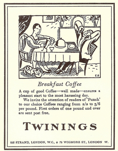 edwardbawden:  Twinings Adverts (1935) Much like the Shell adverts, there is an illustration and a poem. 