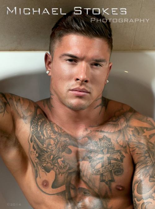 muscle-addicted:  Andrew England  Handsome, muscular with awesome ink work - WOOF