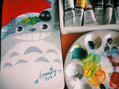 fuckyeahmoleskines: monicarize: Your favorite cartoon character: Totoro! Who else? Haha! Gouache on 