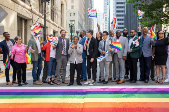 soul-hammer:stand-up-gifs:Chicago really got rid of the City Hall Pridewalk the ABSOLUTE SECOND Pride month ended. Like…They tarred over it in the middle of the night. It took 48 hours to get Southside streets plowed in February, but this they can