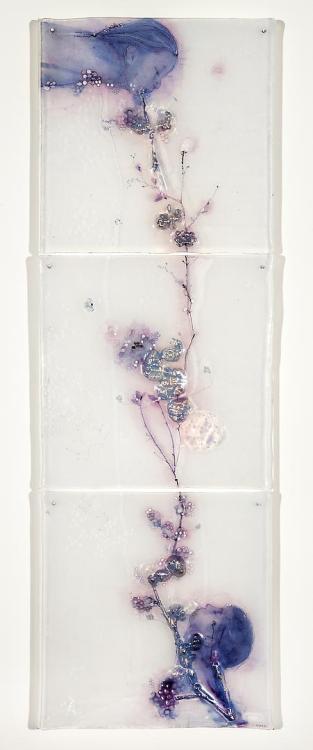 artemisdreaming: From the I Search the Snow Series, kiln formed glass, engraved, silvered, painted p