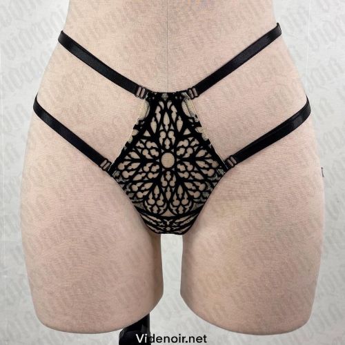 Elastic velveted cathedral thong #cathedral #design #velvet #applique #mesh #trasparent #custom #ela