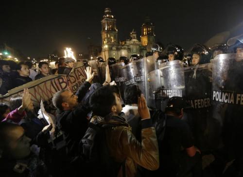 massconflict: Tens of thousands of people dressed in black have marched through Mexico City in the largest demonstration yet against the government’s response to the disappearance and probable massacre of 43 student teachers on Sep26. The march was