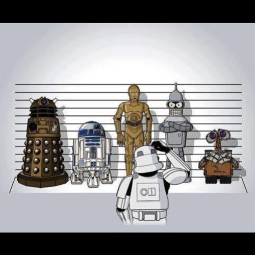 Can you identify the droids you’re looking for sir? #starwars #stormtrooper #droids #c3po #r2d2 #bender #futurama #disney #wall-e