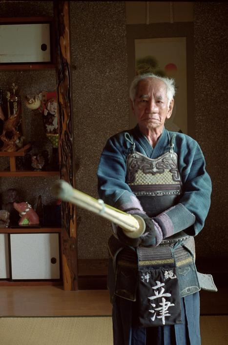 thekimonogallery:Okinawa, Japan. MiyakoJimaIsland. 82 year old ex-teacher, Mr Tokio Tatetsu still pr
