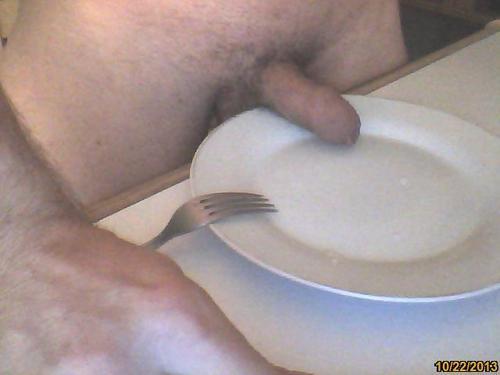 striktmaster:  maxencede78 invited to  CUM TO DINNER faggot made to pout cum over