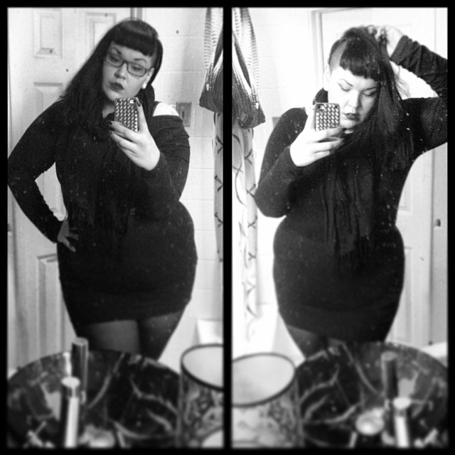 killerkurves:  poisonetlavin:  Black on black on black. #ootd #goth #honourmycurves