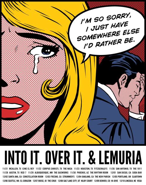 Excellent poster for the new Into It. Over It. and Lemuria tour.