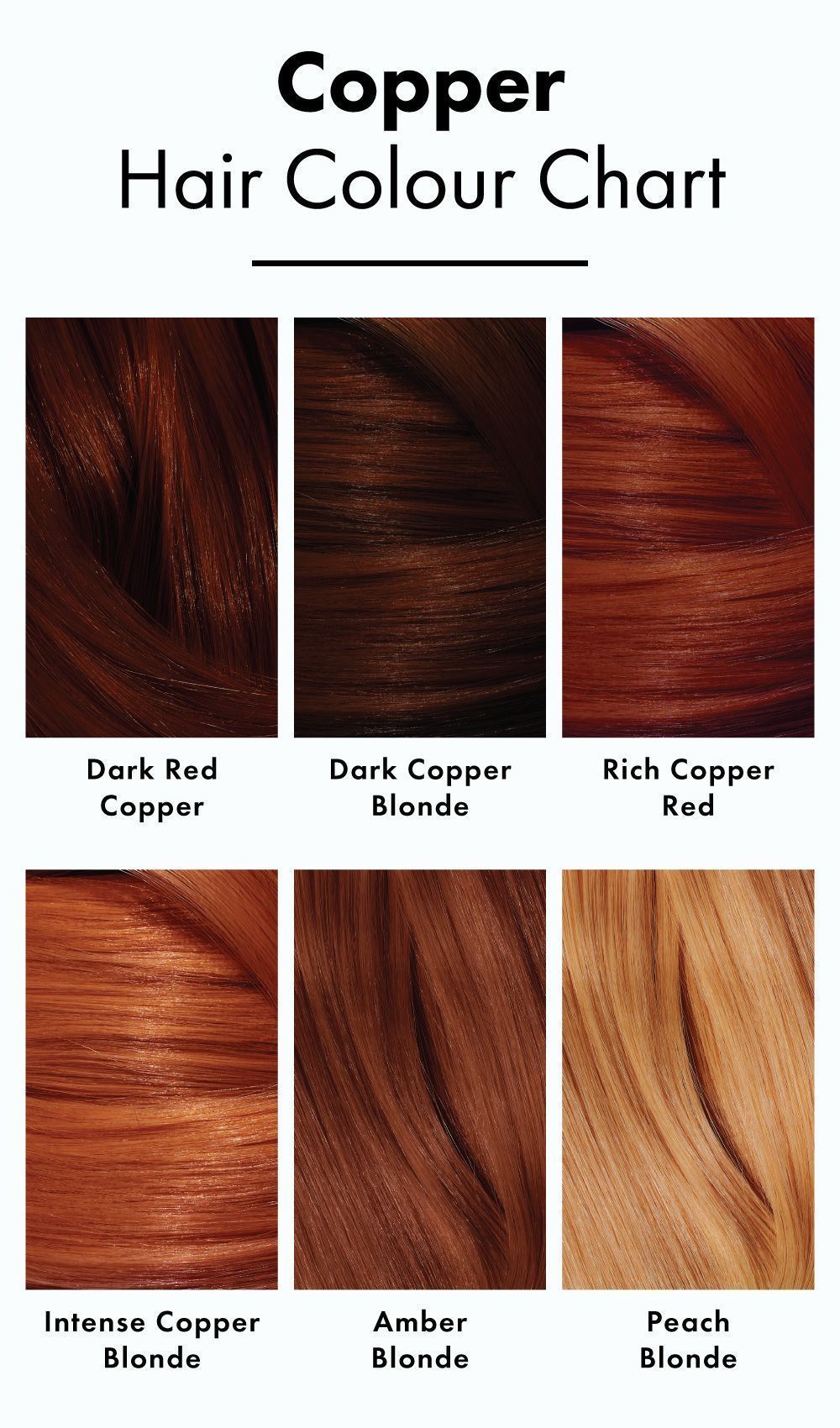 Copper Hair Colour Charts by My Haridresser #kyliejennerredhair #hair #jenner #kylie #kyliejennerredhair #red #yoongi #yoongiredhair