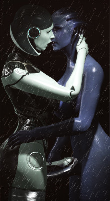 akikosdream:  Edi &amp; Liara frotting in the shower -another old request off my list ^^ Full Size 