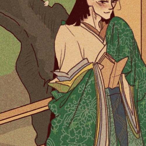 thacmis:Commissioned by mari-the-mole: Heian Court AU ThorkiThe most time consuming piece up to date