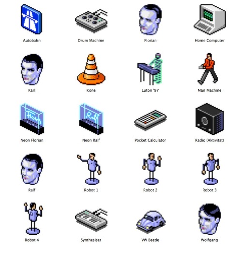 blockygraphics:Kraftwerk icons for Mac OS, ~2000. (Source.)