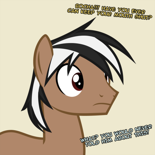 ask-checker-mod:lloxie:ask-checker:This has no relation to the storyline, just some nonsense from Checker’s past.  …is it just me, or does that look like a certain waffle-obsessed horse? >w>   You mean Spectty (that-brown-pony)? o_O  YES! XD