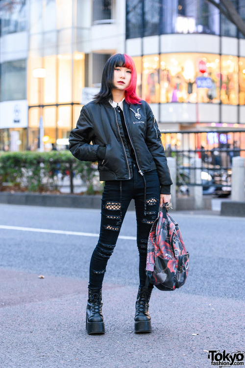 tokyo-fashion: 18-year-old Japanese student Remon on the street in Harajuku wearing a “Spooky 