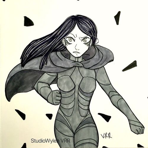 Inktober Day 7: Draco Dawn. I don’t normally draw her in this particular armor body much.(Most