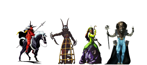 dijeh:The Ars Goetia demons, as depicted by Kaneko. Arranged and named according to this. Scale ob