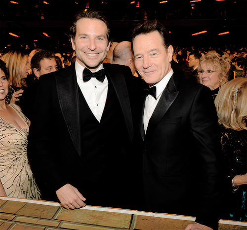 Bradley Cooper and Bryan Cranston attend the 2015 Tony Awards at Radio City Music Hall on June 7, 20