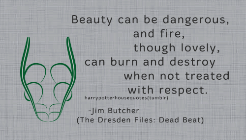 harrypotterhousequotes:SLYTHERIN: “Beauty can be dangerous, and fire, though lovely, can burn and de