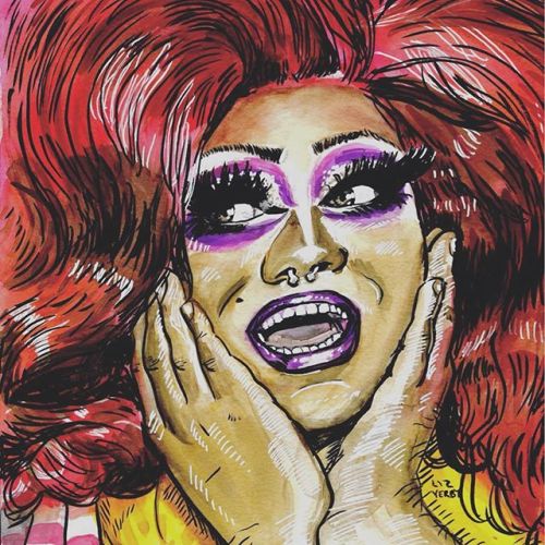 a painting of meatball, a very talented drag queen