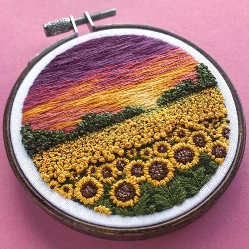 embroiderycrafts:my most recent thread painting “you were my sunflower.. “ by jadeillustrates