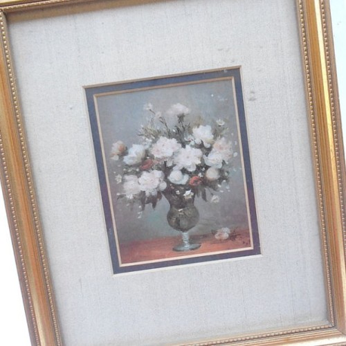  flower bouquet print in a vase on a grey background vintage frame http://bit.ly/1F90Krv available a