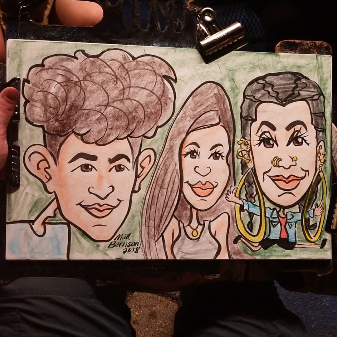 Caricatures at Dairy Delight!  12&quot;x18&quot; Ink and artstix on paper