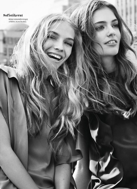 sexyqueen:  Allie Lewis And Emmy Rappe By Eric Josjo For Elle Sweden February 2015