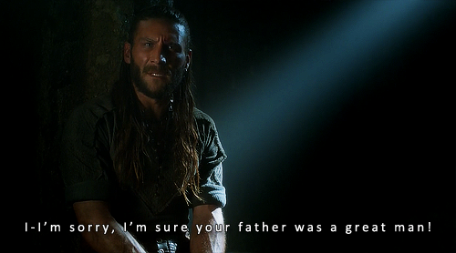 Eleanor Guthrie: You cut through my dress! This was a gift from my father!Charles Vane: I-I’m sorry,