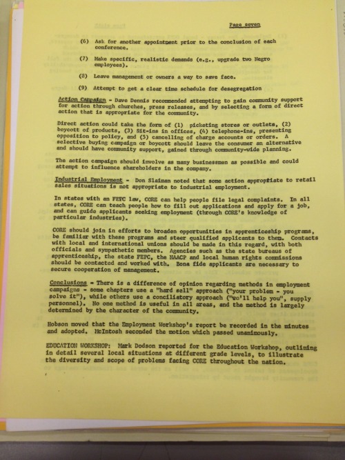 Minutes From 1962 National CORE Convention